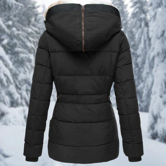 Drune - Kapuzenpelz gefütterte Pufferjacke für Frauen