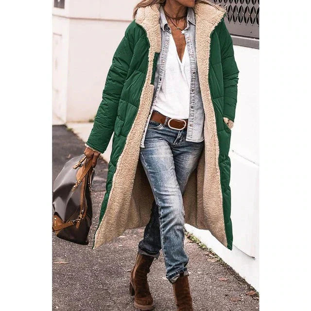 Drune - Frauen Kapuzen-Sherpa - Fleece gefütterte Pufferjacke