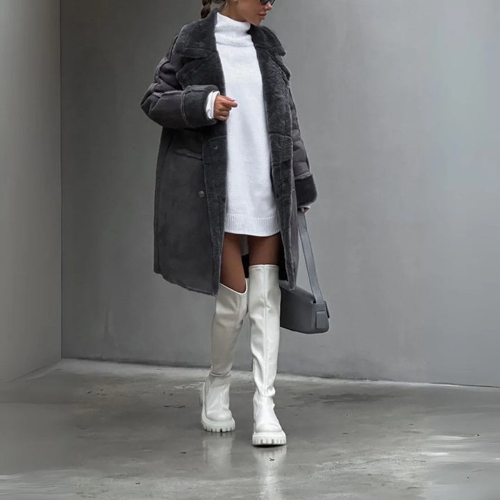 Drune | Wintermantel Damen Warm aus Faux Shearling