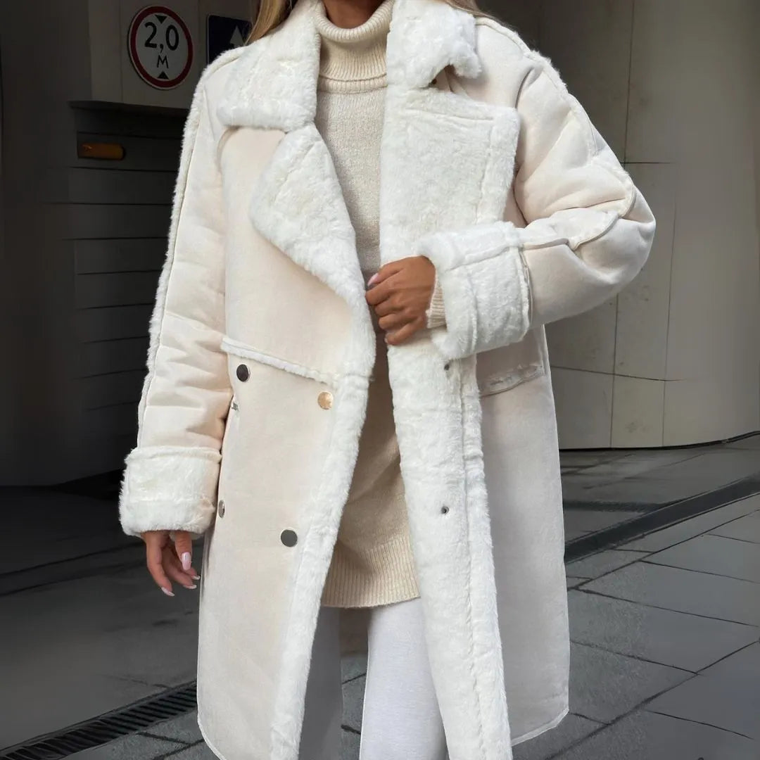Drune | Wintermantel Damen Warm aus Faux Shearling