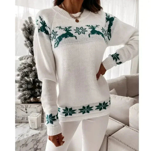 Drune | Damenpullover mit Rentier - Warmer Gestrickter Damenpullover