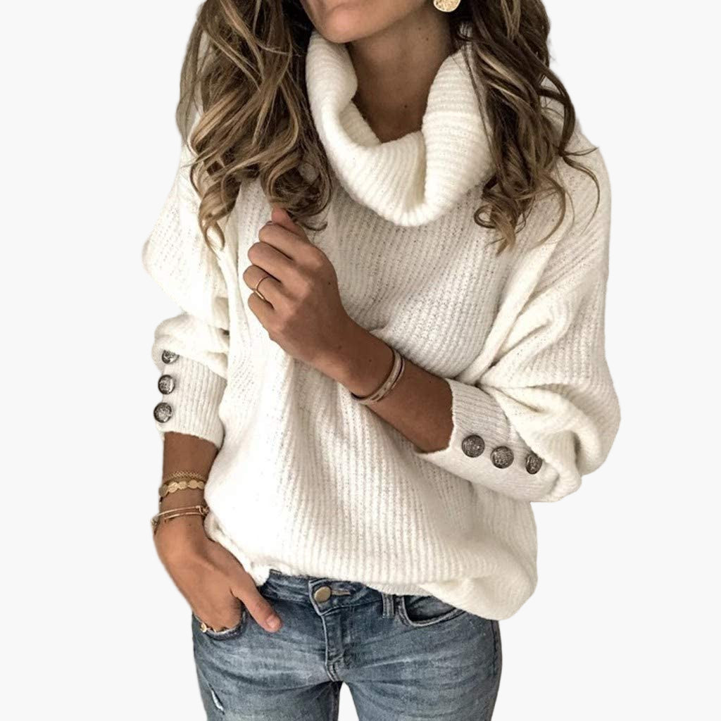 Drune | Pullover mit Rollkragen und Knopfdetails - Modischer Freizeit Strickpullover