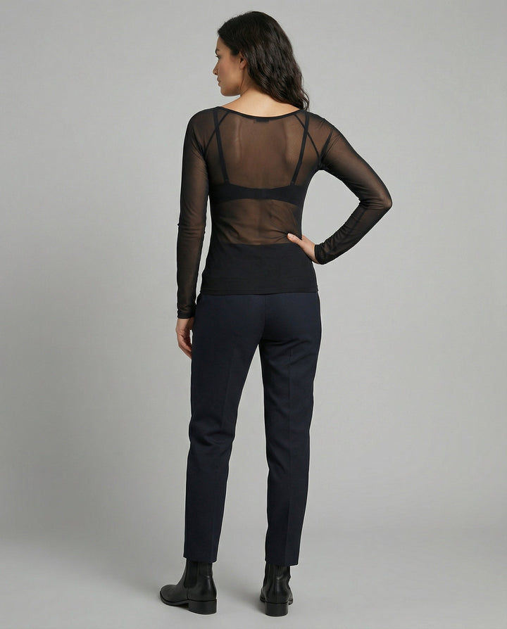 Transparentes Mesh Langarm Top | Drune