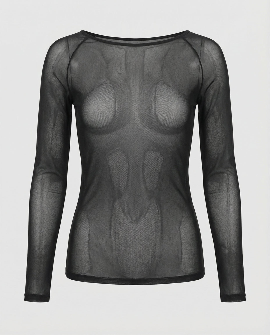 Transparentes Mesh Langarm Top | Drune