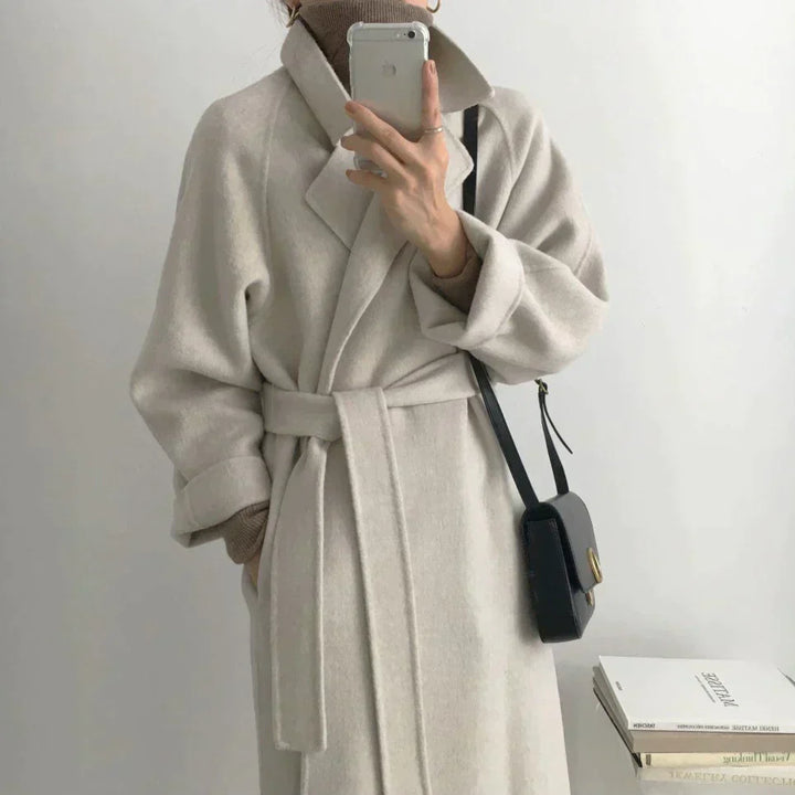 Drune | Gürtel Winter Lange Jacke Wollüberjacke für Damen