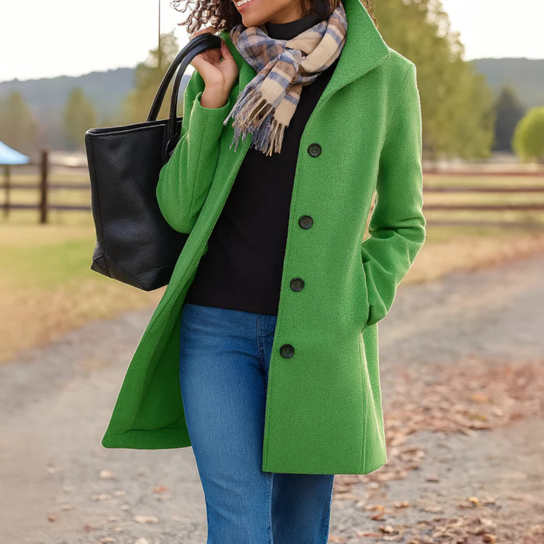 Drune | Einreiher Halb Lang Wolljacke Damen Überjacke