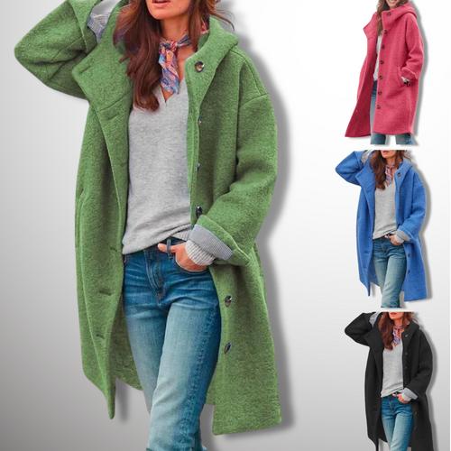 Drune | Damen Winterjacke Aus Wolle mit Einer Brusttasche und Kapuze
