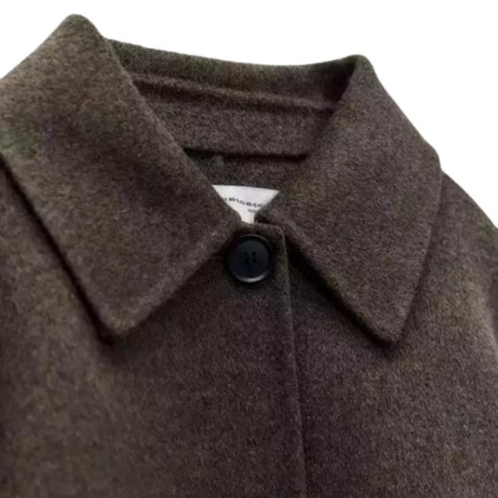 Drune | Einreiher Lockere Passform Kurzer Wollmantel Woll Trenchcoat für Damen