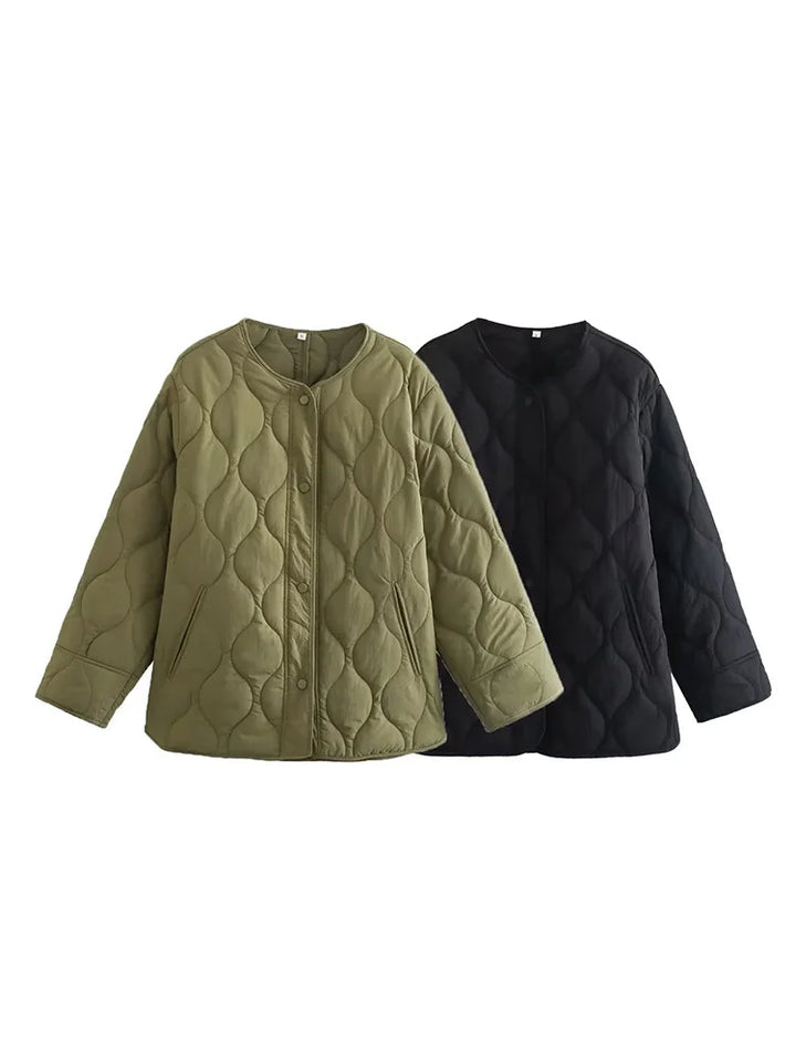 Drune | Plus Größe Steppjacke mit Druckknopf