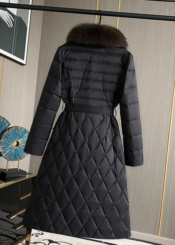 Drune | Black Fox Kragen Slim Fit Entenfedern Puffers Jacken Winter
