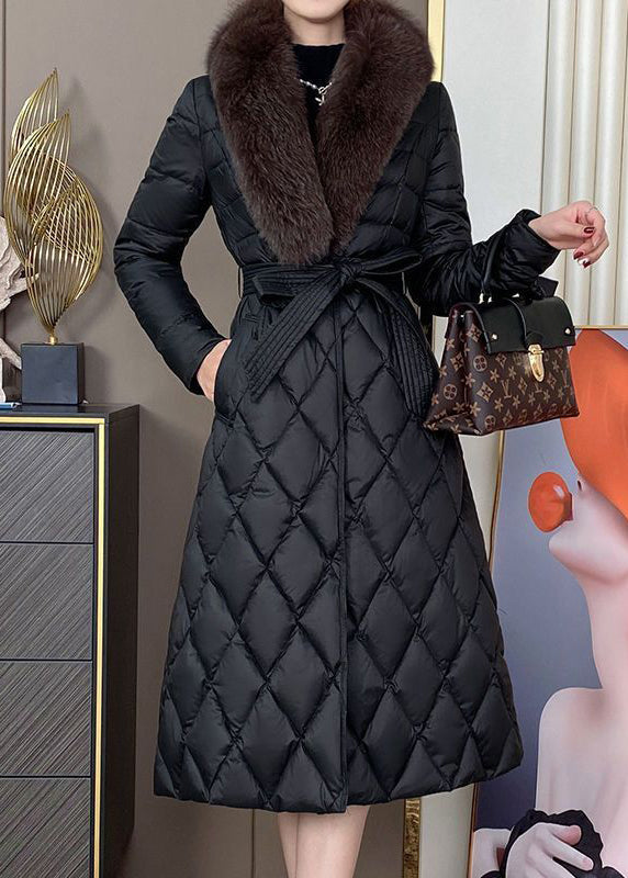 Drune | Black Fox Kragen Slim Fit Entenfedern Puffers Jacken Winter