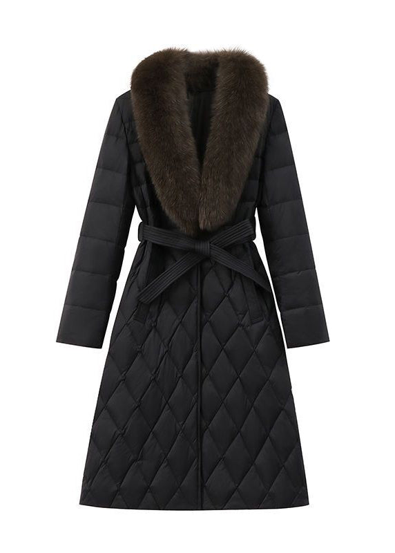 Drune | Black Fox Kragen Slim Fit Entenfedern Puffers Jacken Winter