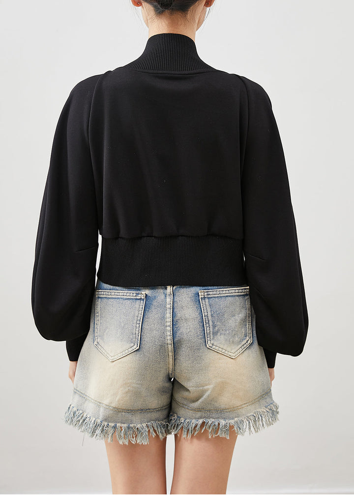 Drune | Schwarze Übergroße Patchwork Denim Fake Zwei Stück Mäntel