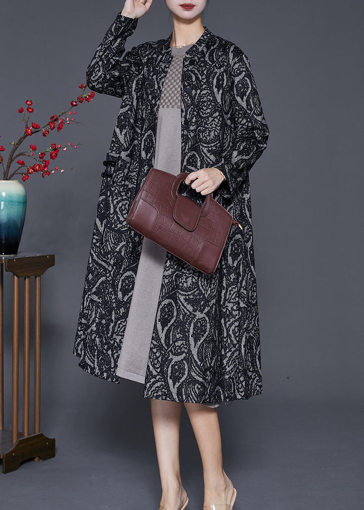 Drune | Schwarze Übergroße Druck Baumwoll-Trenchcoats