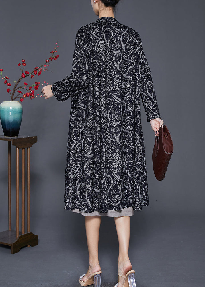 Drune | Schwarze Übergroße Druck Baumwoll-Trenchcoats