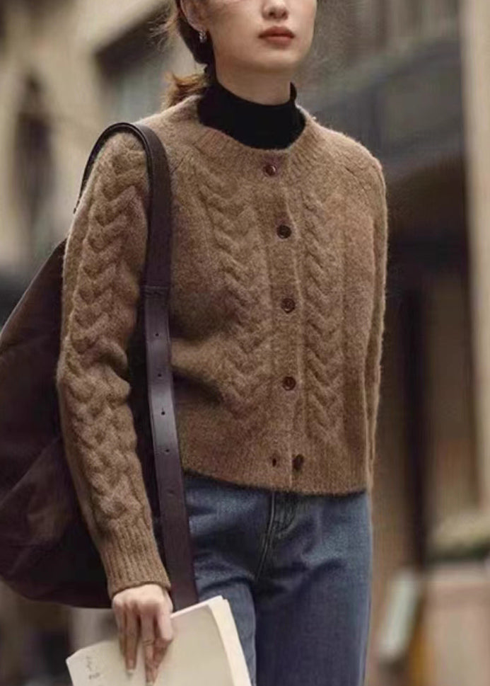 Drune | Braune Knopf Warme Strickmäntel