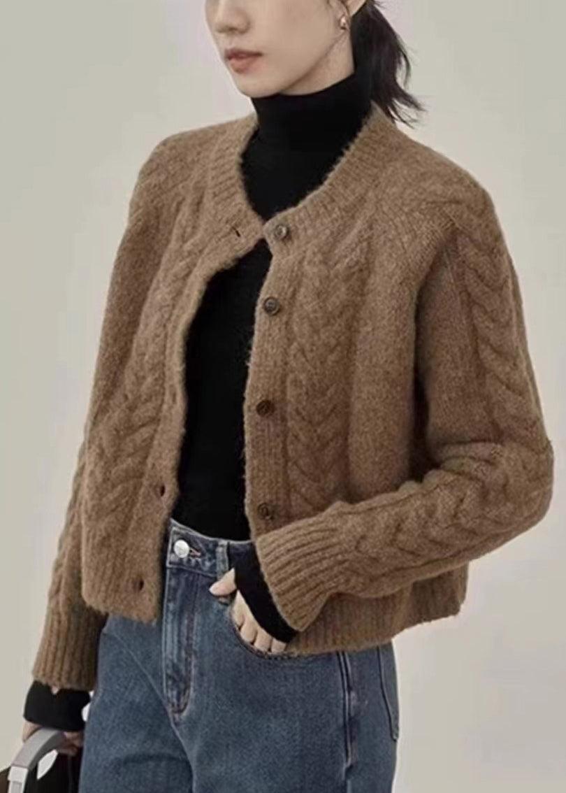 Drune | Braune Knopf Warme Strickmäntel