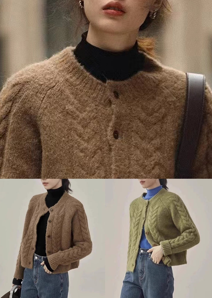 Drune | Braune Knopf Warme Strickmäntel