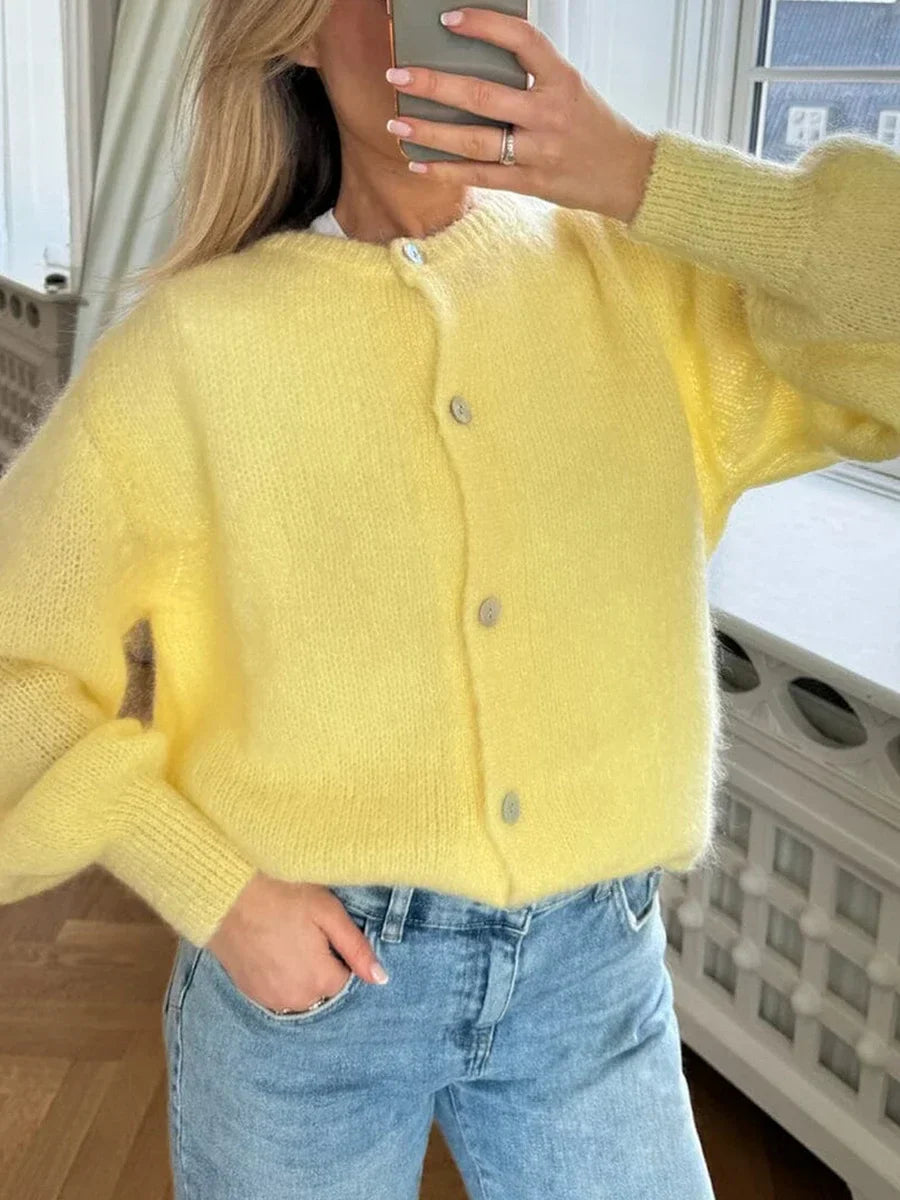 Drune | Y2K Knopfverschluss Strick Freizeit Weicher Cardigan Jacke