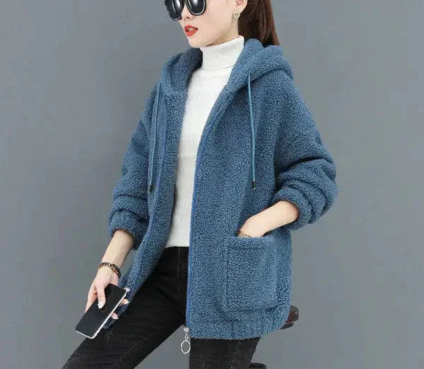 Drune | Lässige Herbst Fleece Weste mit Kapuze für Frauen