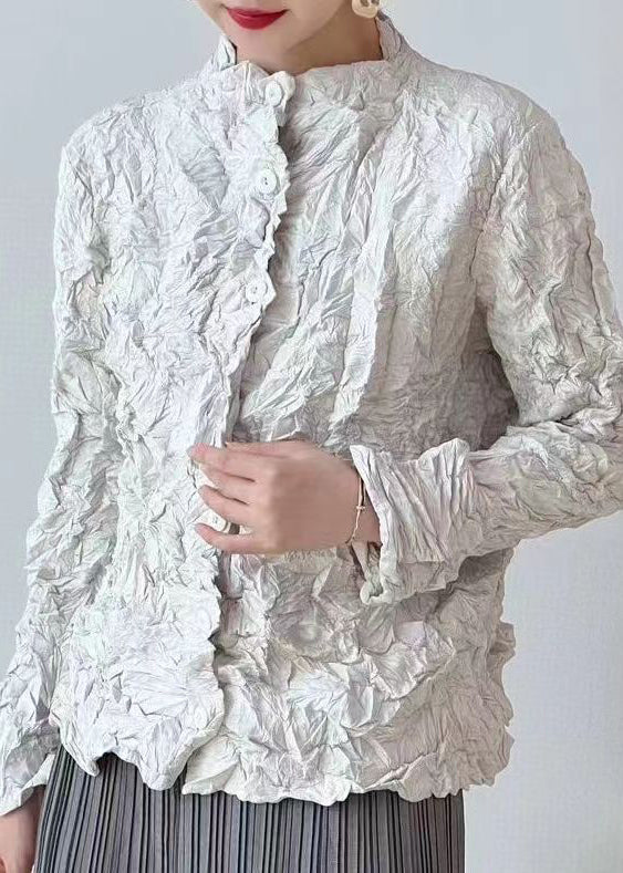 Drune | Grüner zerknitterter Button Baumwoll dünner Cardigan Mäntel