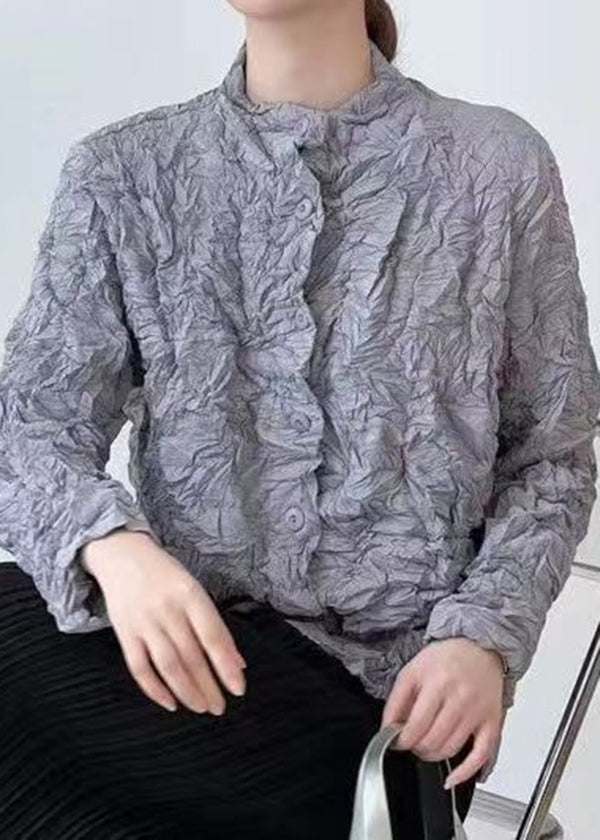 Drune | Grüner zerknitterter Button Baumwoll dünner Cardigan Mäntel