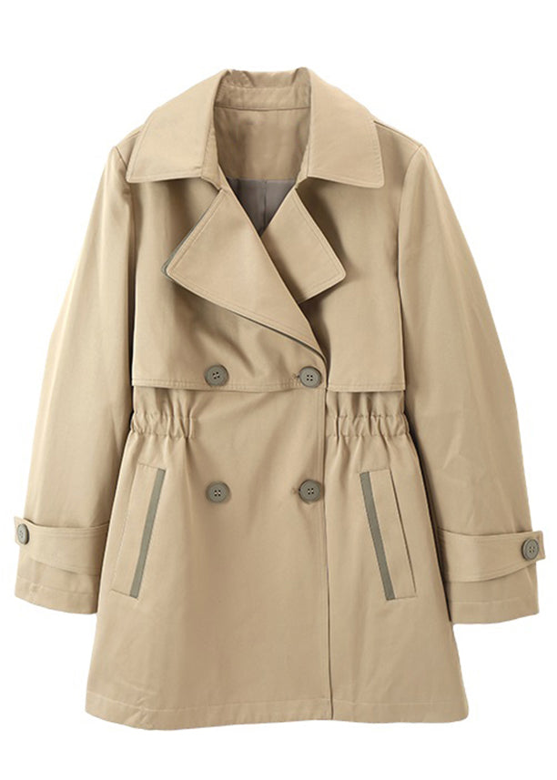 Drune | Khaki Doppelbrusttaschen Patchwork Baumwoll-Trenchcoats
