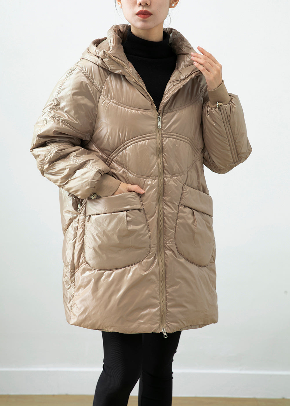 Drune | Khaki Kapuzen Taschen Feine Baumwolle Gefütterte Wintermäntel Winter