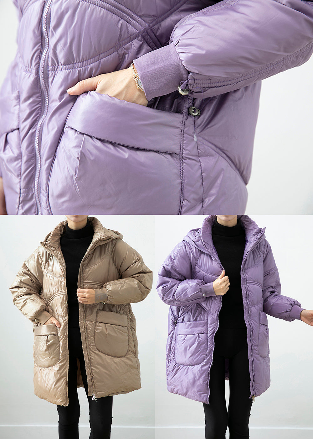 Drune | Khaki Kapuzen Taschen Feine Baumwolle Gefütterte Wintermäntel Winter