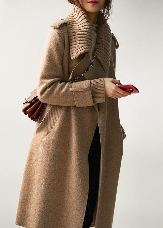 Drune | Damen Kragen Stricken Patchwork Wolle Lose Strickjacken Winter