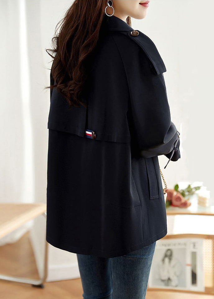 Drune | Navy Doppelbrusttaschen Patchwork Baumwollmäntel