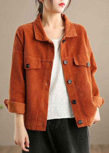 Drune | Orange Fashion Clothes Kleiderschränke Revers Knopfverschluss Jacken