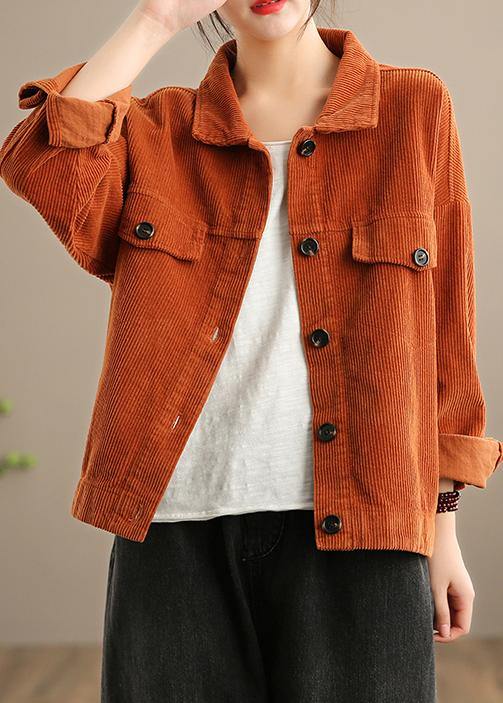 Drune | Orange Fashion Clothes Kleiderschränke Revers Knopfverschluss Jacken