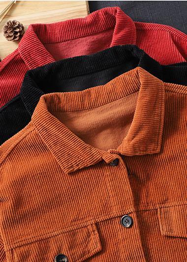 Drune | Orange Fashion Clothes Kleiderschränke Revers Knopfverschluss Jacken