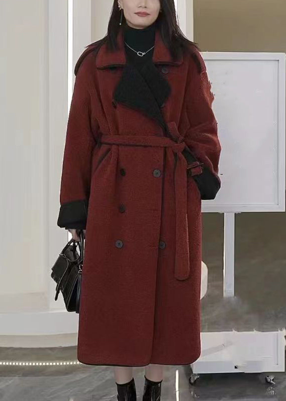 Drune | Rust Tie Taillengürtel Taschen Patchwork Dicke Wollen Mäntel Winter