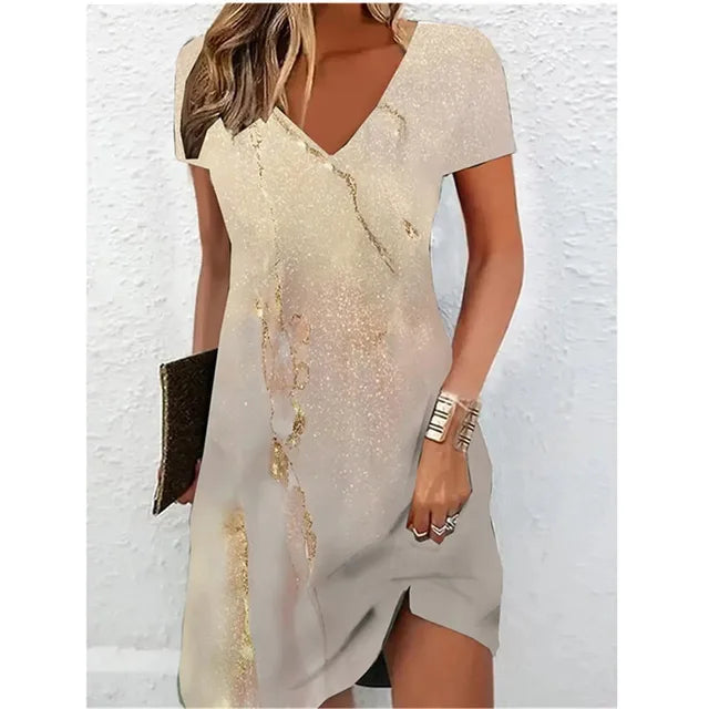 Drune | Beige Glitzer Cocktailkleid