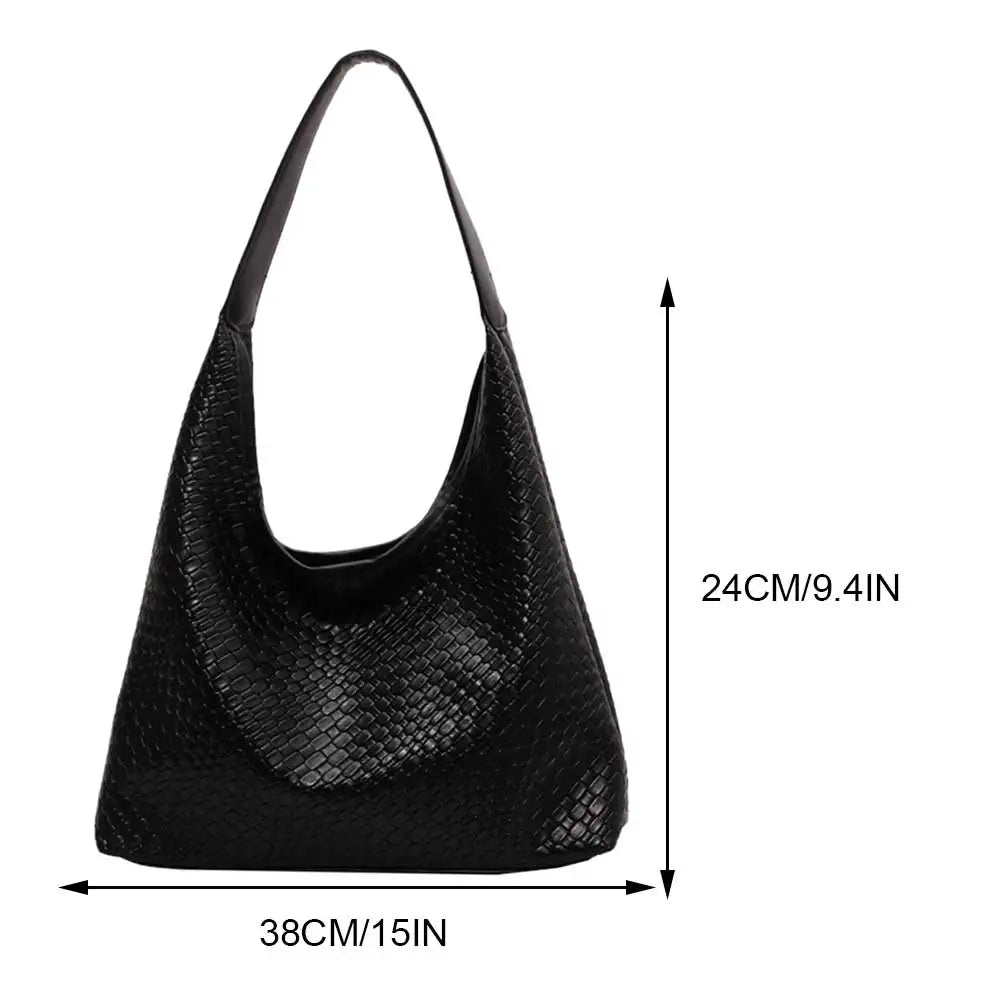 Drune - Damen Vielseitige Schultertasche aus weichem Leder mit gewebtem Hobo-Design