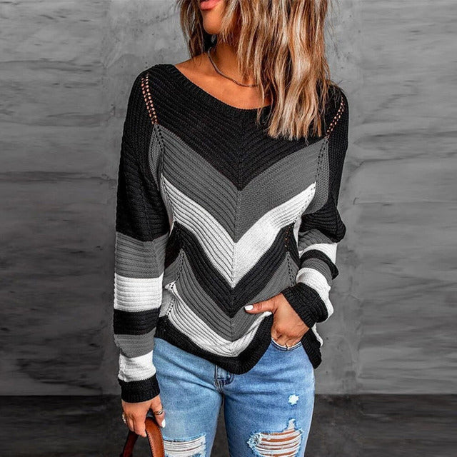Drune | Gestreifter Patchwork Pullover mit Modernem Look