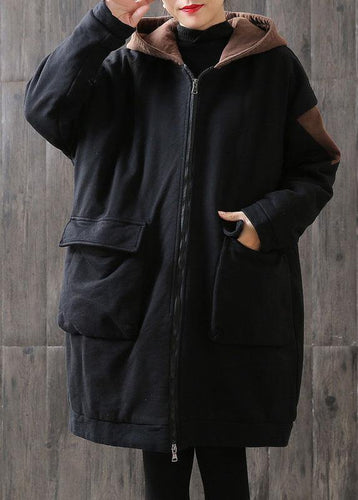 Drune | chocolate Plus Size trenchcoat Tutorials mit Kapuze Reißverschluss Mäntel
