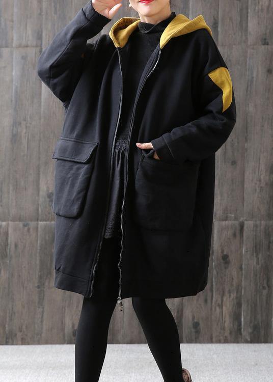 Drune | chocolate Plus Size trenchcoat Tutorials mit Kapuze Reißverschluss Mäntel