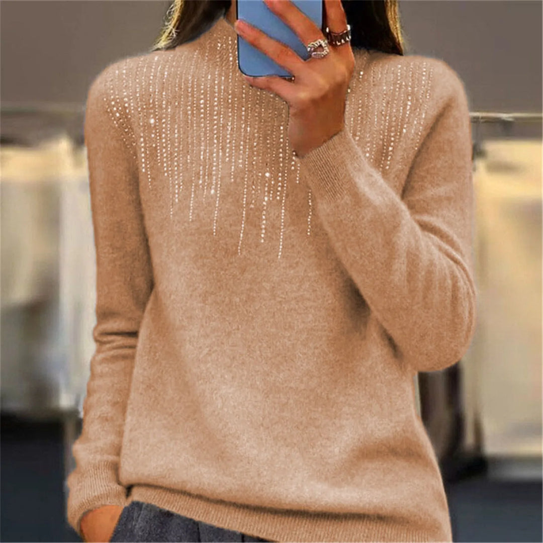 Drune | Pullover - Halbrollkragen & Pailletten - Chic & Bequem