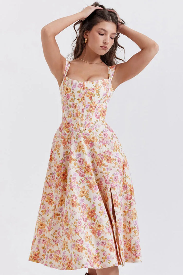 Drune | Gedrucktes Blumenkleid Korsettmodell