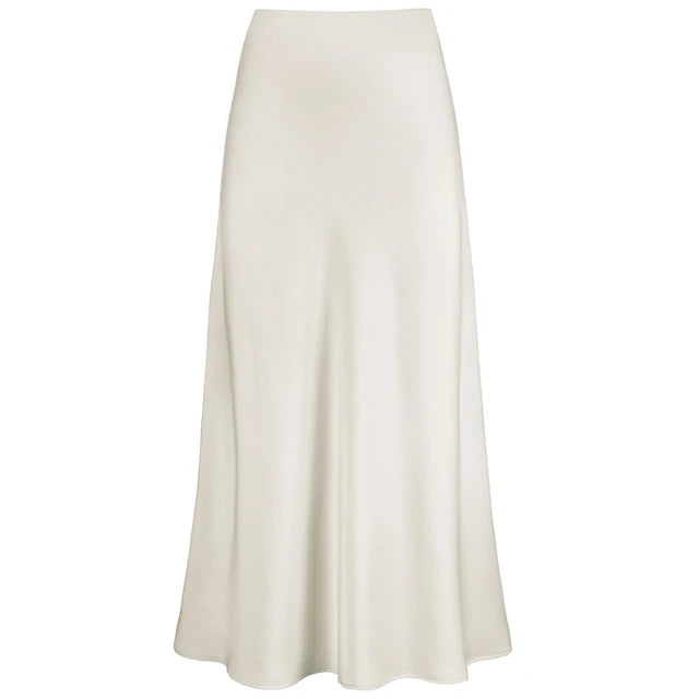 Drune | Mode Langer Glänzender Satin Rock