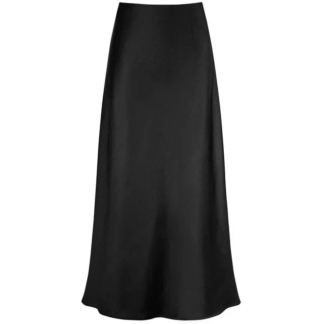 Drune | Mode Langer Glänzender Satin Rock
