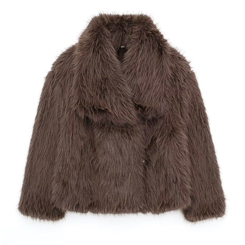 Drune | Kurz geschnittene Faux-Fur-Jacke mit übergroßem Kragen