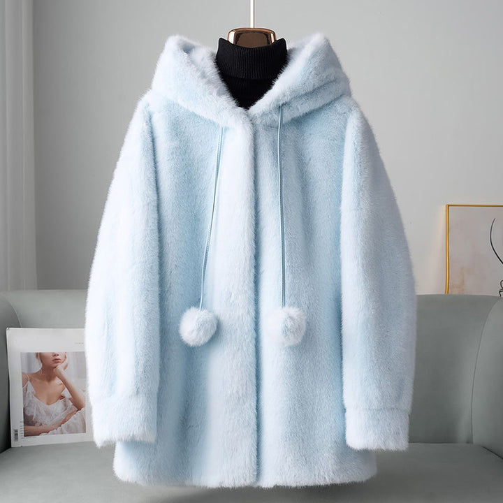 Drune | Faux-Fur-Hoodie mit Pom-Details