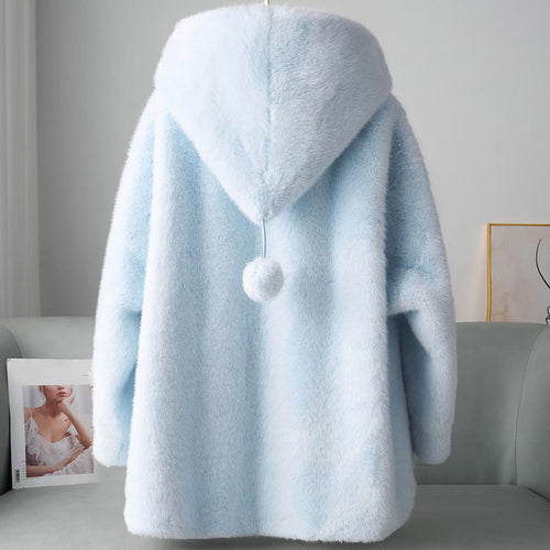 Drune | Faux-Fur-Hoodie mit Pom-Details