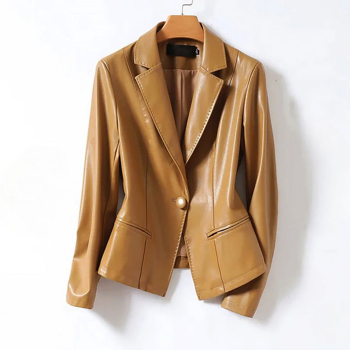 Drune | Echtes Leder Ein-Knopf Blazer Jacke