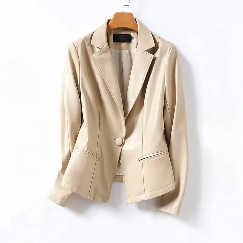 Drune | Echtes Leder Ein-Knopf Blazer Jacke
