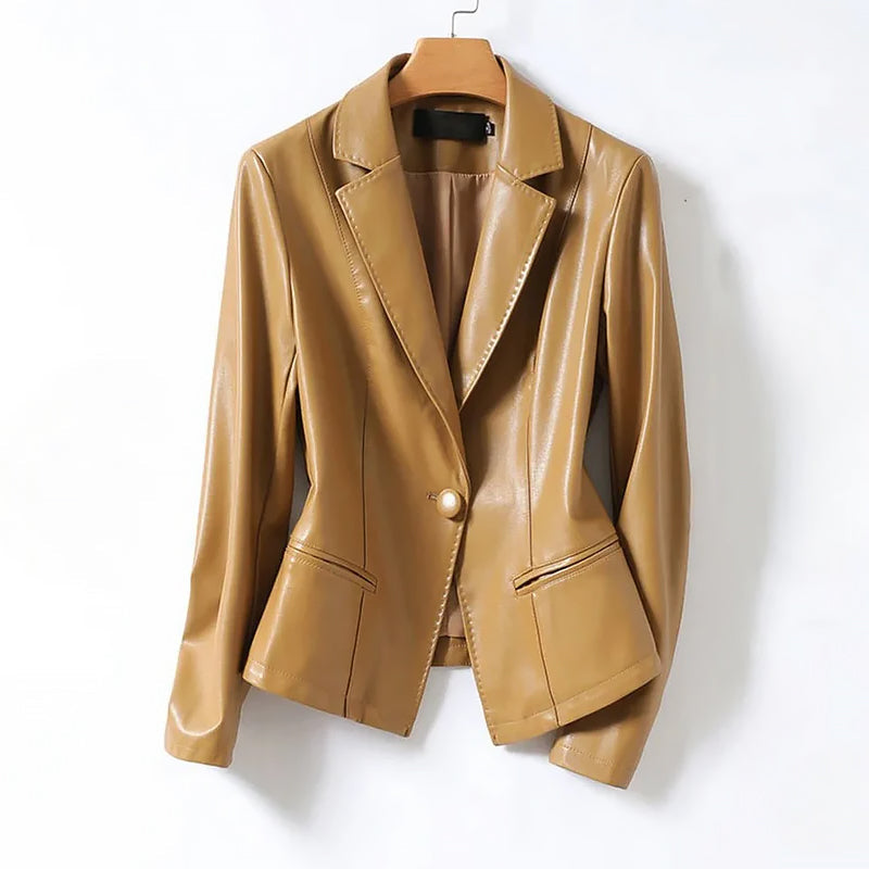 Drune | Echtes Leder Einreiher Blazer Jacke